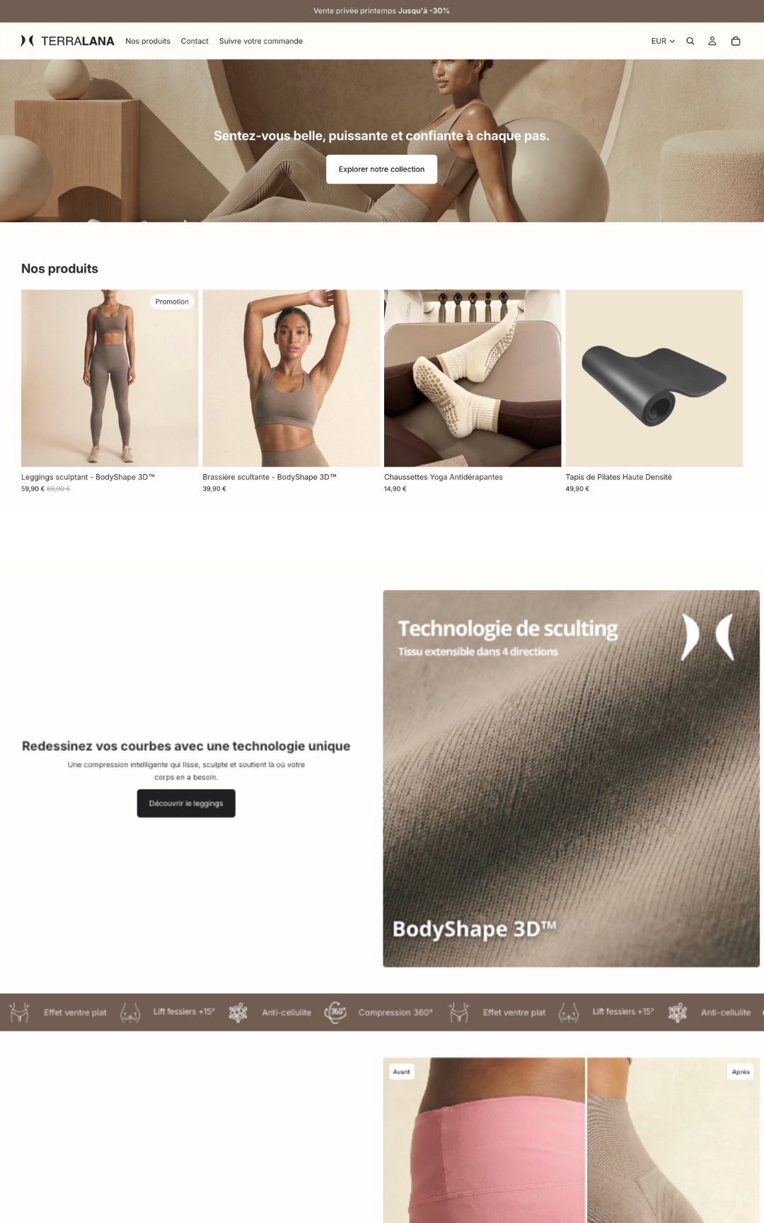 Exemple de boutique Shopify recréée avec Crona