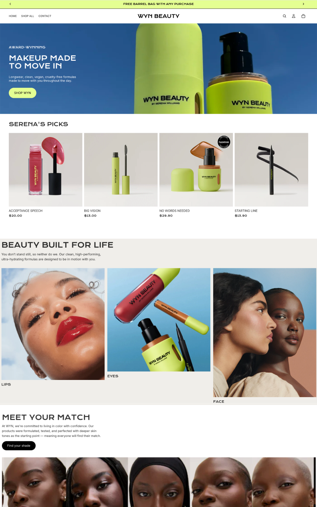 Exemple de boutique Shopify beauté recréée avec Crona