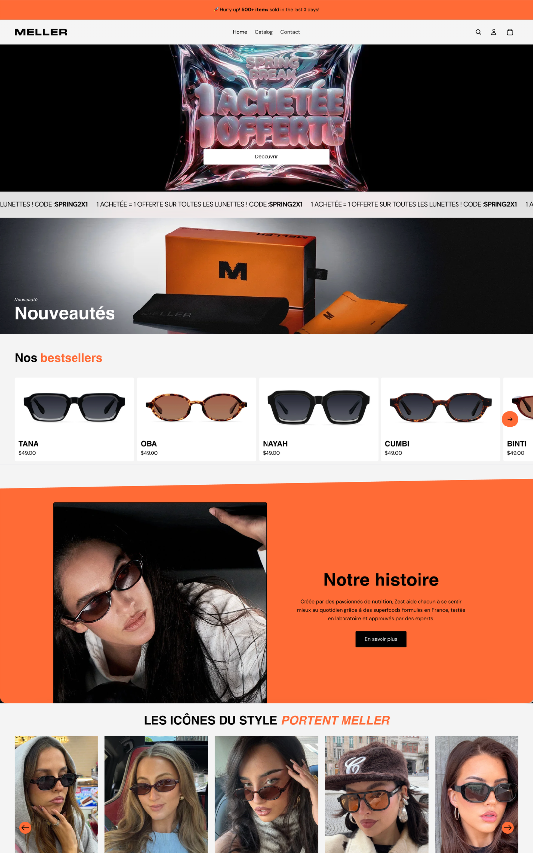 Exemple de boutique Shopify personnalisée avec Crona